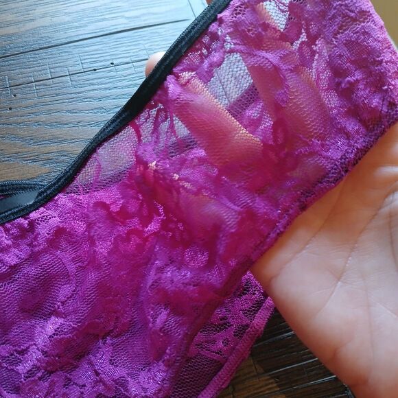 Dreamgirl Cheeky Panty Size 1X/2X Purple Sheer Lace Floral Ruffle Style # 9103X - Picture 5 of 6
